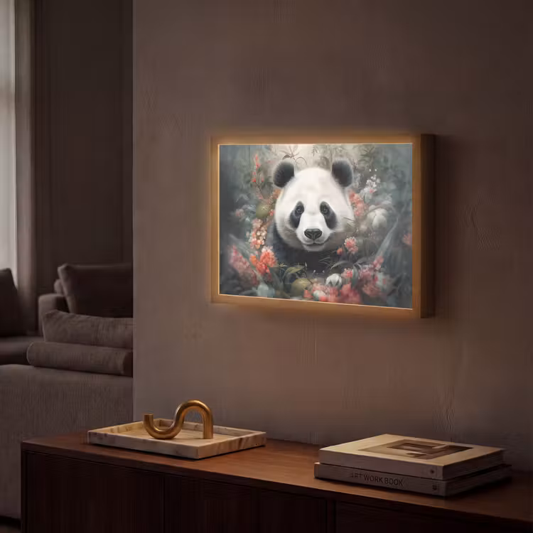 Lightbox - Wandlamp - Panda - Wilde dieren - Bloemen - Natuur — 2