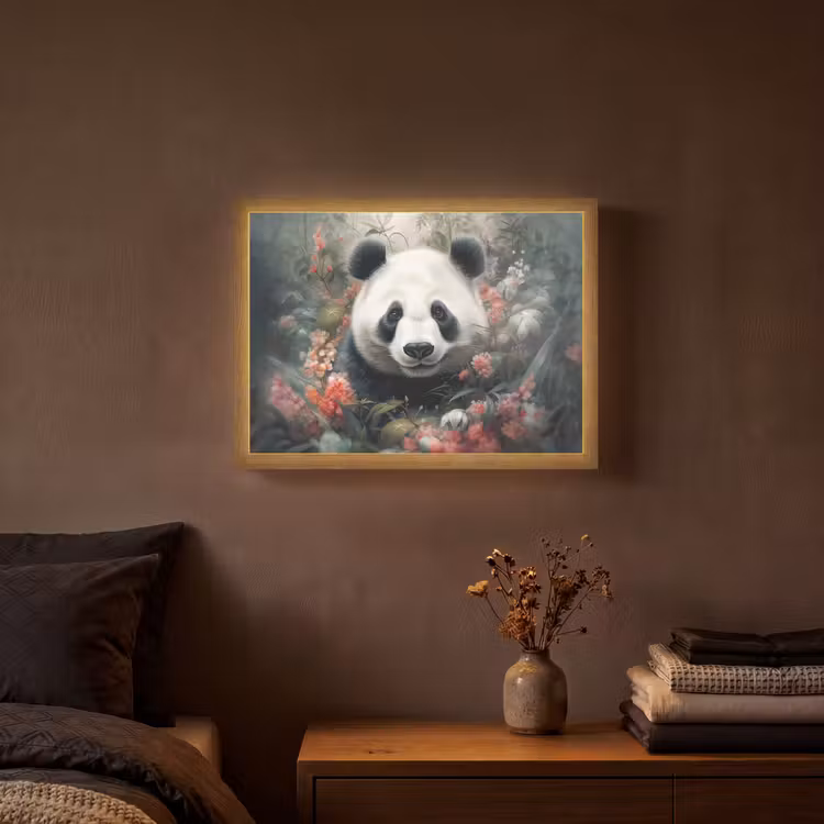 Lightbox - Wandlamp - Panda - Wilde dieren - Bloemen - Natuur — 3