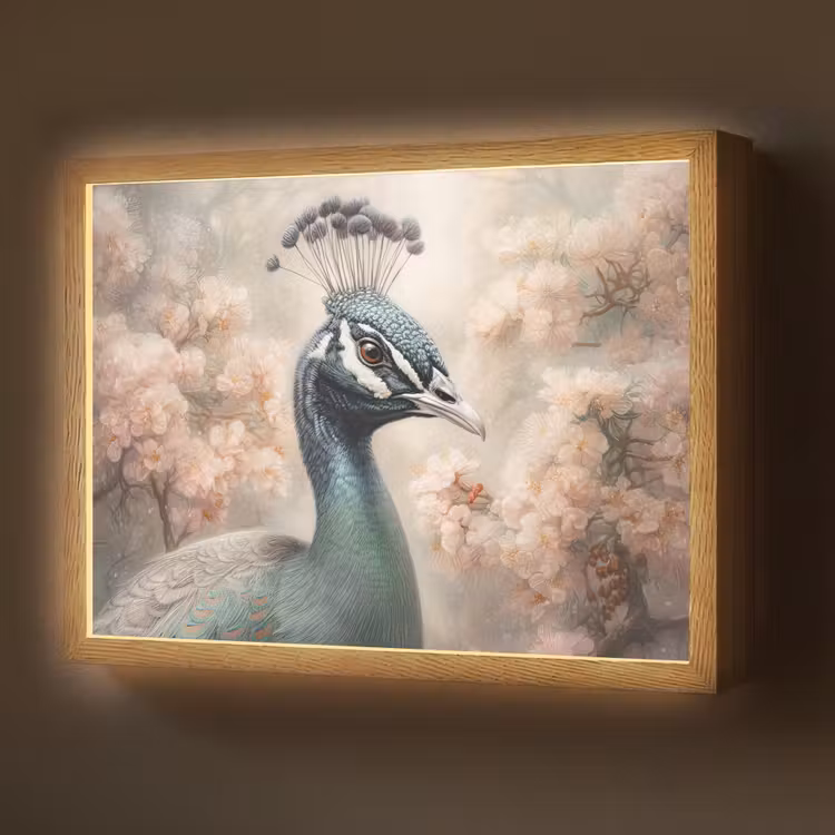 Lightbox - Wandlamp - Pauw - Vogels - Bloemen - Boom - Botanisch — 1