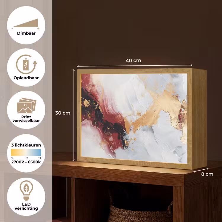 Lightbox - Wandlamp - Rood - Abstract - Goud - Modern — 10