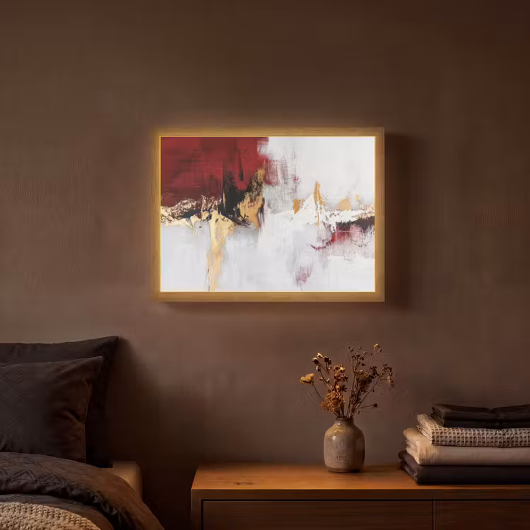 Lightbox - Wandlamp - Rood - Marmer - Abstract - Goud - Modern — 3