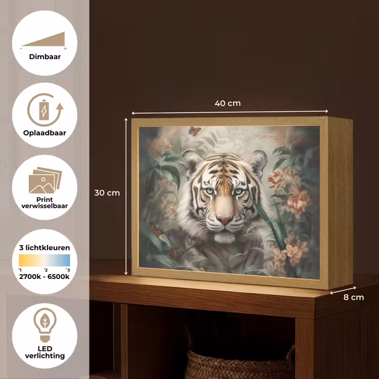 Lightbox - Wandlamp - Tijger - Vlinders - Dieren - Jungle - Bloemen — 10