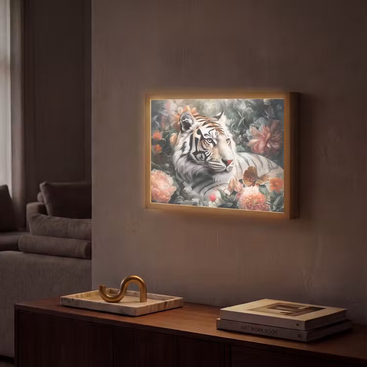 Lightbox - Wandlamp - Tijger - Wilde dieren - Bloemen - Jungle — 2