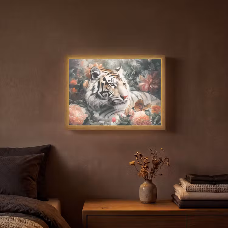 Lightbox - Wandlamp - Tijger - Wilde dieren - Bloemen - Jungle — 3