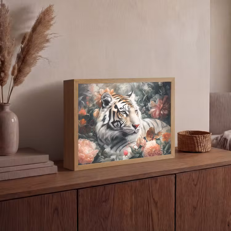 Lightbox - Wandlamp - Tijger - Wilde dieren - Bloemen - Jungle — 4