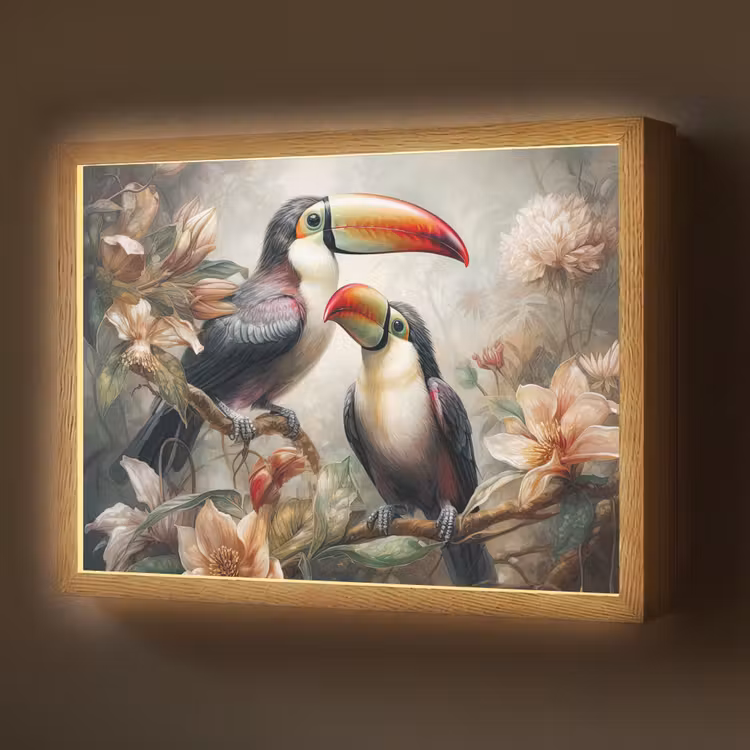 Lightbox - Wandlamp - Toekan - Vogels - Bloemen - Jungle — 1