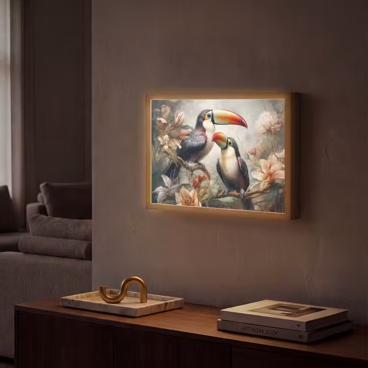 Lightbox - Wandlamp - Toekan - Vogels - Bloemen - Jungle — 2