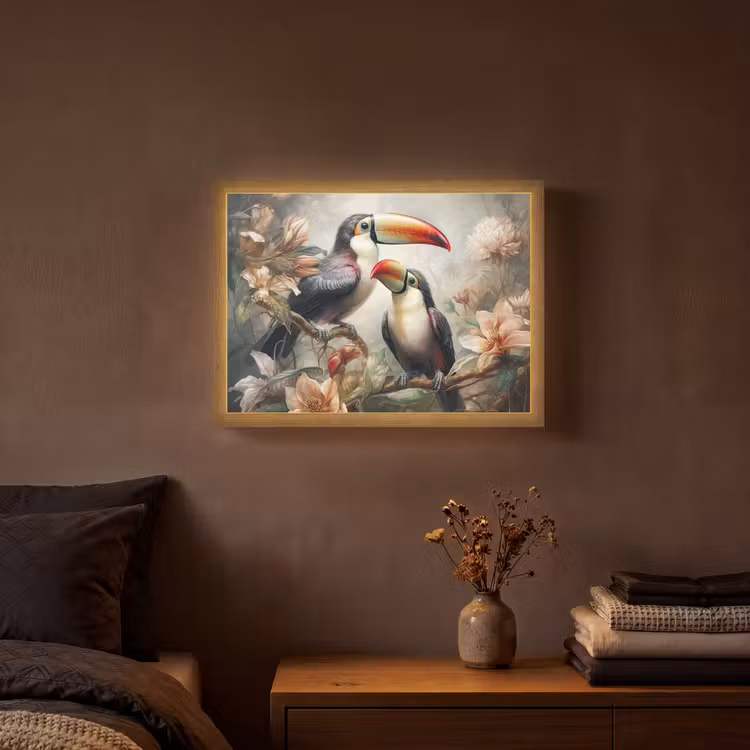 Lightbox - Wandlamp - Toekan - Vogels - Bloemen - Jungle — 3