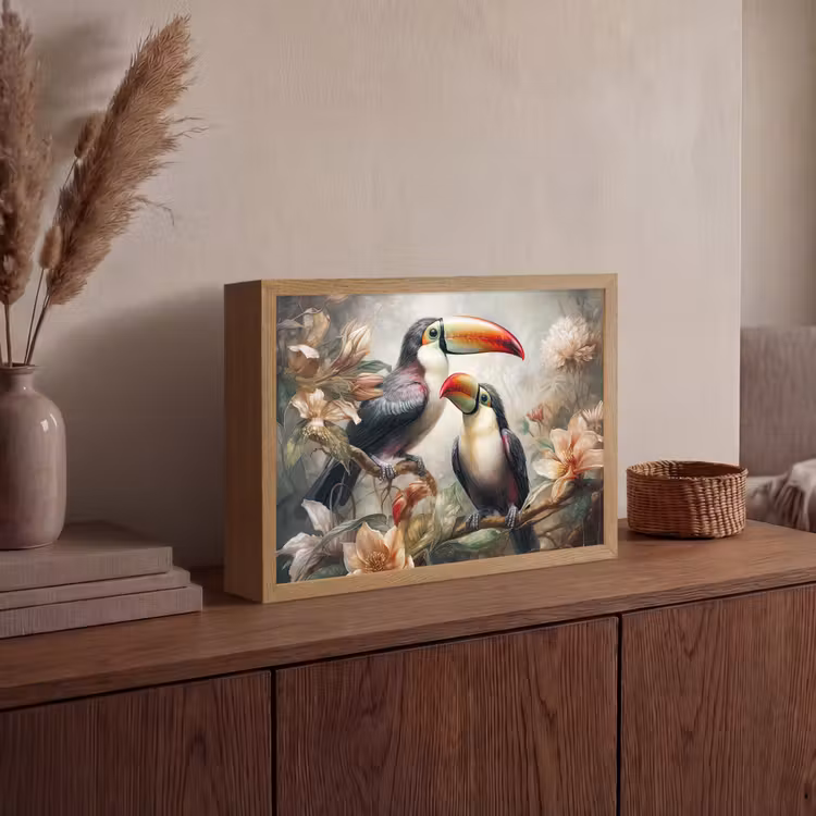 Lightbox - Wandlamp - Toekan - Vogels - Bloemen - Jungle — 4