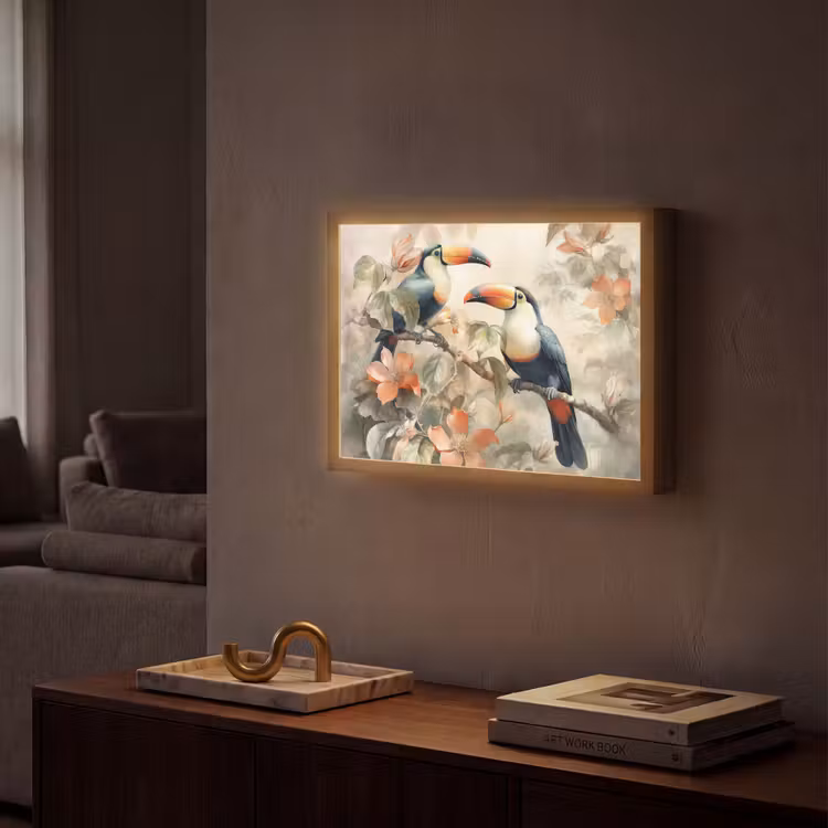 Lightbox - Wandlamp - Toekan - Vogels - Bloemen - Tak — 2