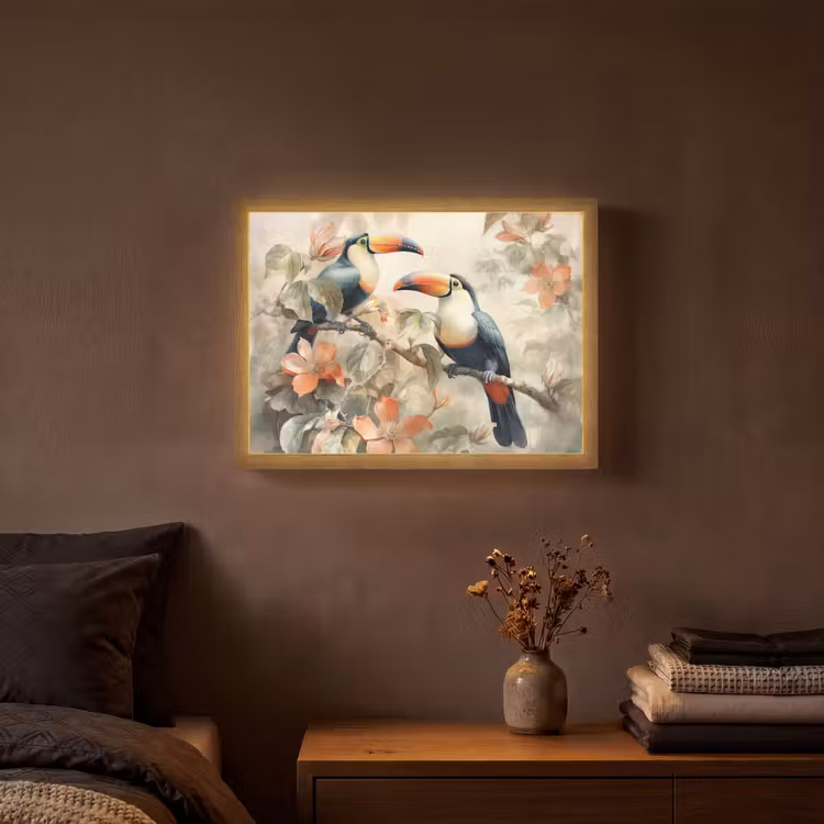 Lightbox - Wandlamp - Toekan - Vogels - Bloemen - Tak — 3
