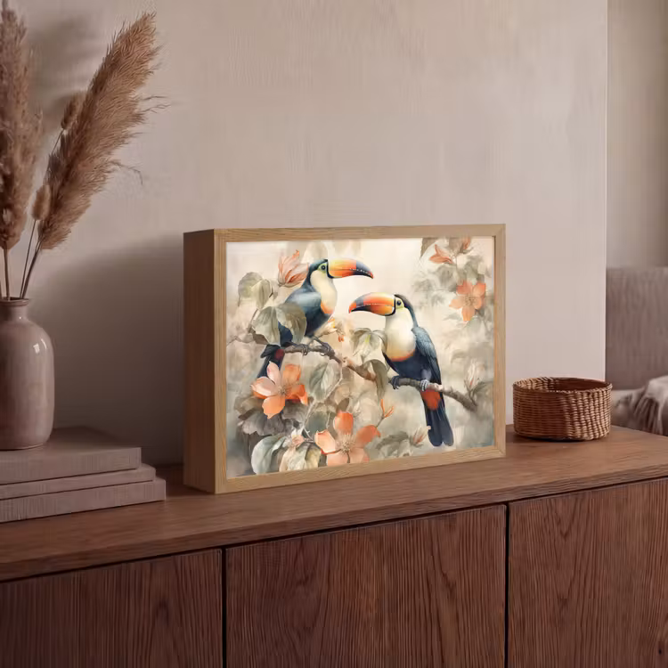 Lightbox - Wandlamp - Toekan - Vogels - Bloemen - Tak — 4