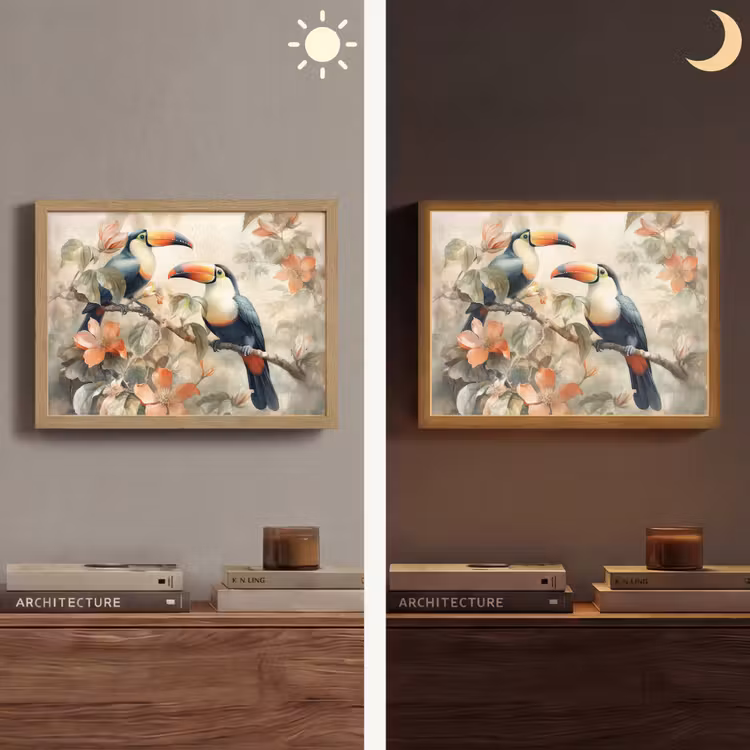 Lightbox - Wandlamp - Toekan - Vogels - Bloemen - Tak — 6