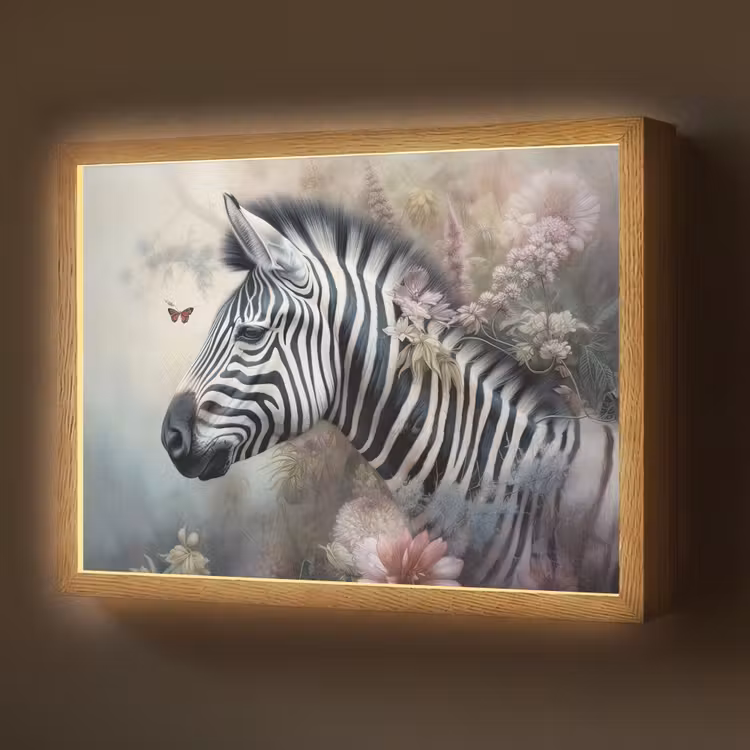 Lightbox - Wandlamp - Zebra - Wilde dieren - Vlinder - Bloemen — 1