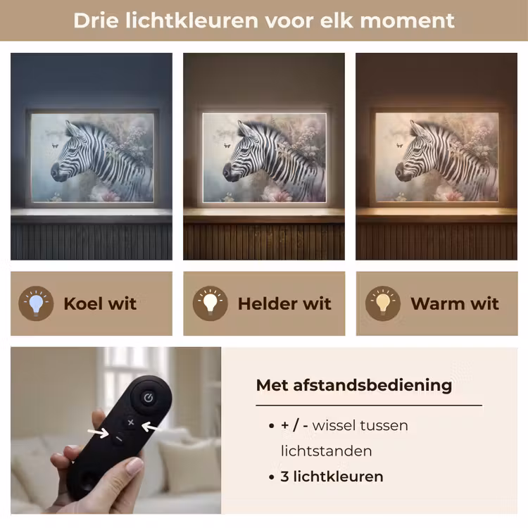 Lightbox - Wandlamp - Zebra - Wilde dieren - Vlinder - Bloemen — 8