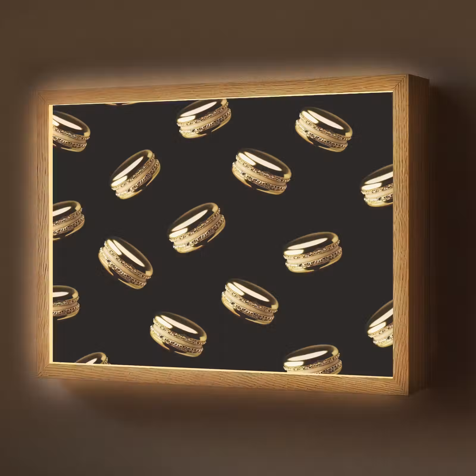 Lightbox - Wandlamp - Macarons - Patroon - Goud - Zwart — 1