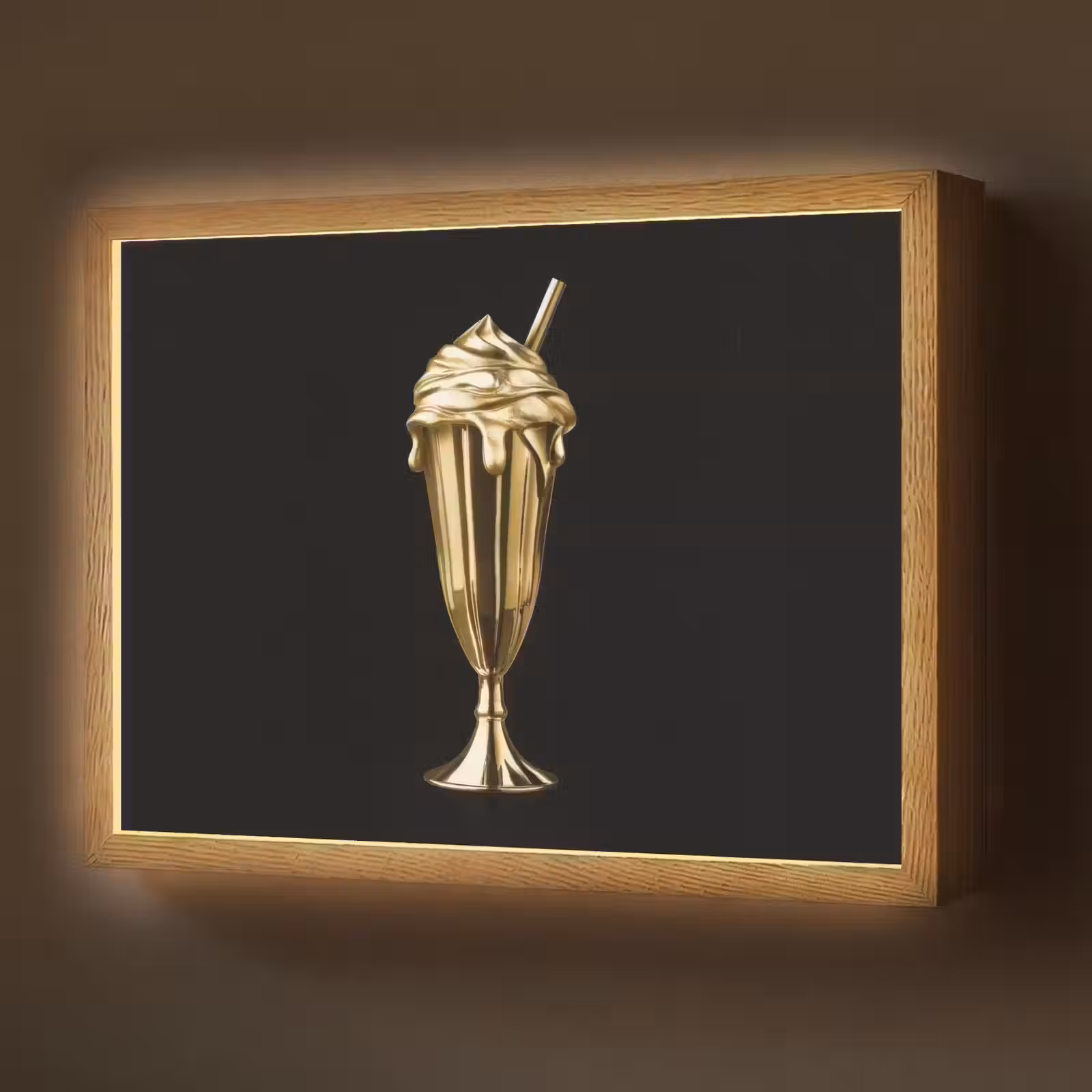 Lightbox - Wandlamp - Milkshake - Goud - Drinken - Zwart — 1