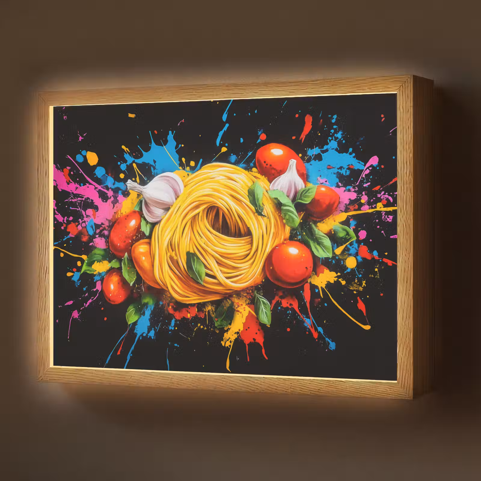 Lightbox - Wandlamp - Spaghetti - Graffiti - Verf - Kleurrijk - Eten - Modern — 1