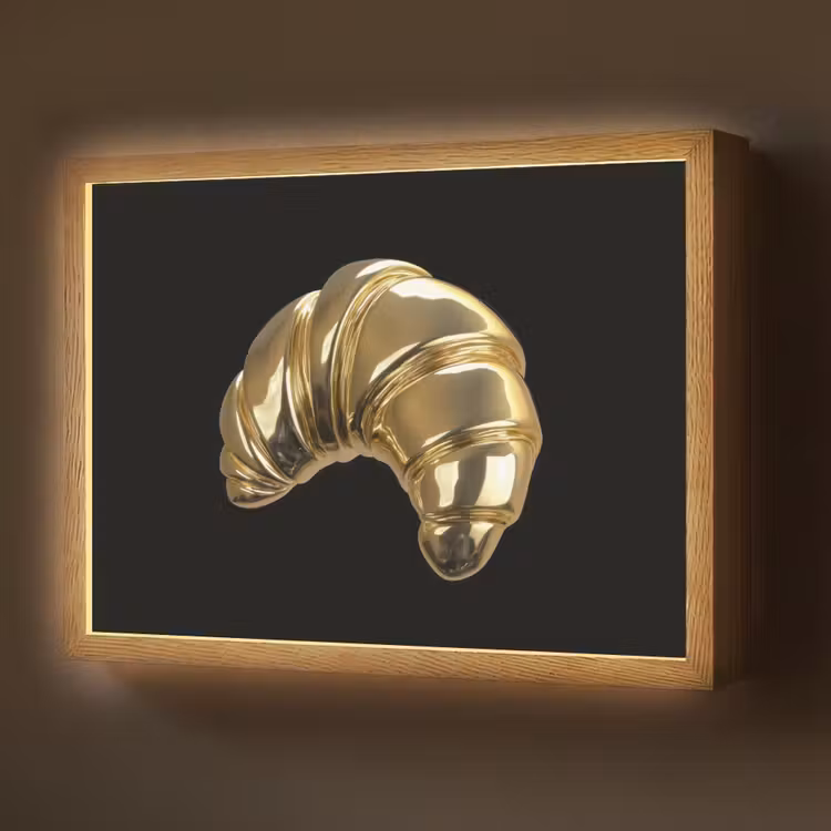 Lightbox - Wandlamp - Croissant - Brood - Goud - Zwart — 1