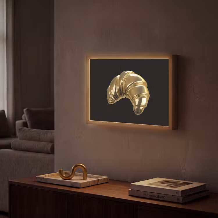 Lightbox - Wandlamp - Croissant - Brood - Goud - Zwart — 2