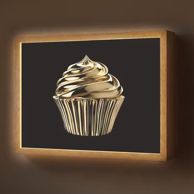 Lightbox - Wandlamp - Cupcake - Eten - Goud - Zwart — 1
