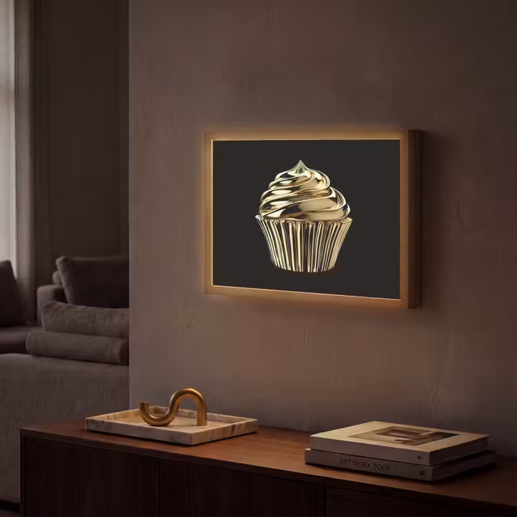 Lightbox - Wandlamp - Cupcake - Eten - Goud - Zwart — 2