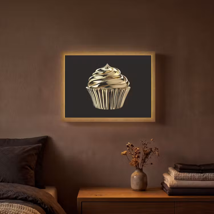 Lightbox - Wandlamp - Cupcake - Eten - Goud - Zwart — 3