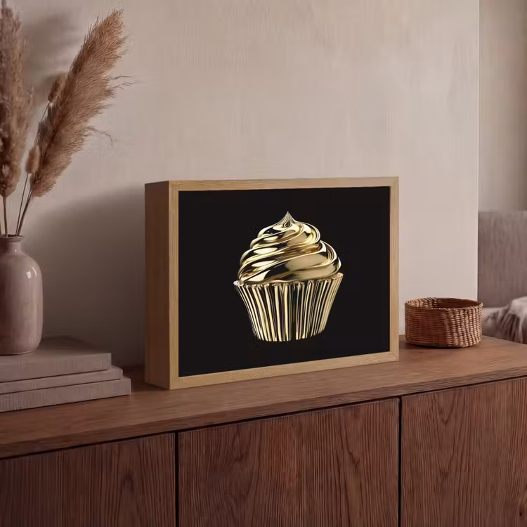 Lightbox - Wandlamp - Cupcake - Eten - Goud - Zwart — 4