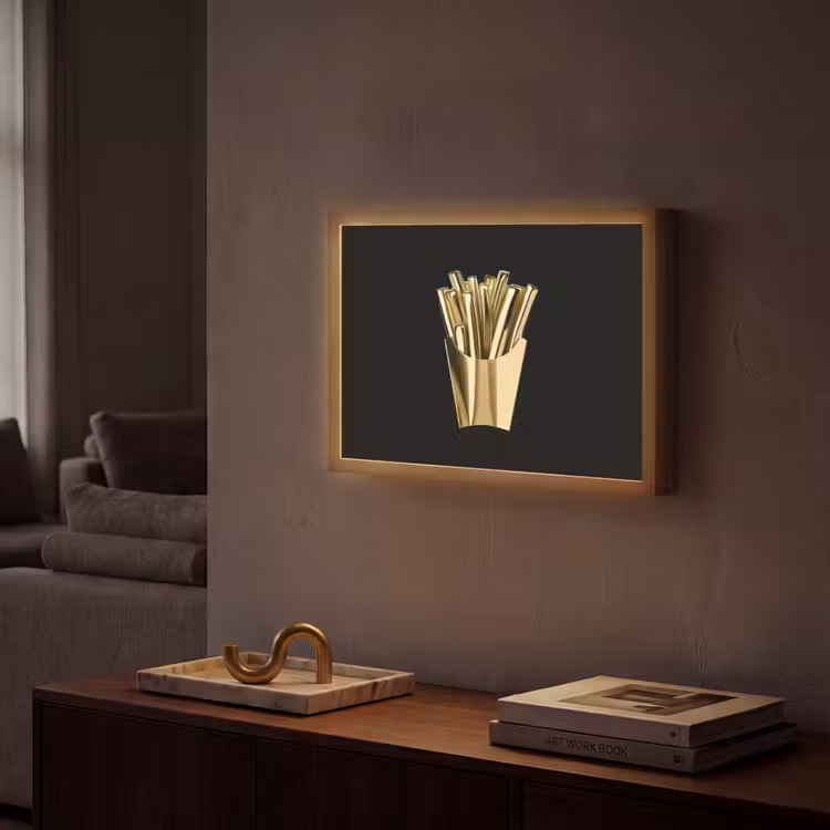 Lightbox - Wandlamp - Friet - Goud - Chrome - Eten — 2