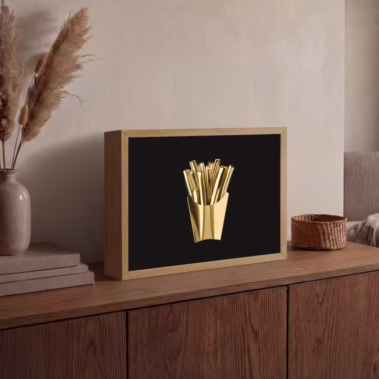Lightbox - Wandlamp - Friet - Goud - Chrome - Eten — 4