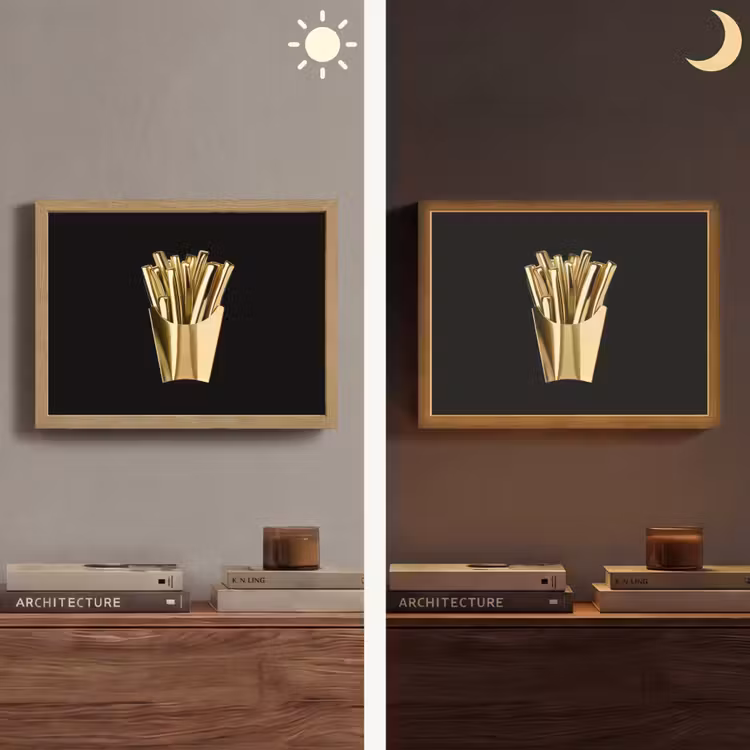 Lightbox - Wandlamp - Friet - Goud - Chrome - Eten — 6