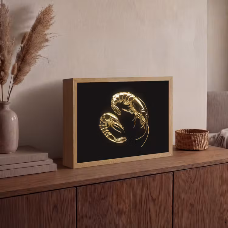 Lightbox - Wandlamp - Garnalen - Zwart - Goud - Dieren — 4
