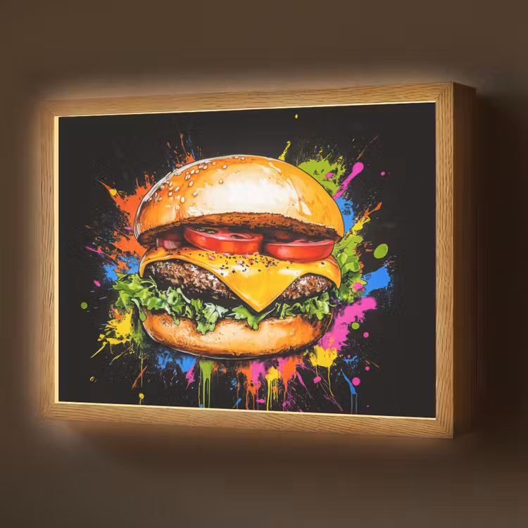 Lightbox - Wandlamp - Hamburger - Graffiti - Verf - Kleurrijk - Eten - Abstract — 1