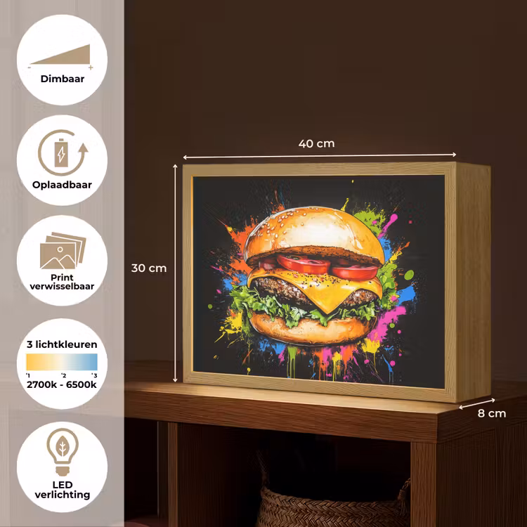Lightbox - Wandlamp - Hamburger - Graffiti - Verf - Kleurrijk - Eten - Abstract — 10