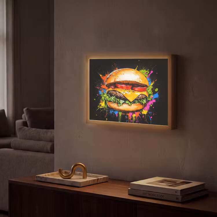 Lightbox - Wandlamp - Hamburger - Graffiti - Verf - Kleurrijk - Eten - Abstract — 2