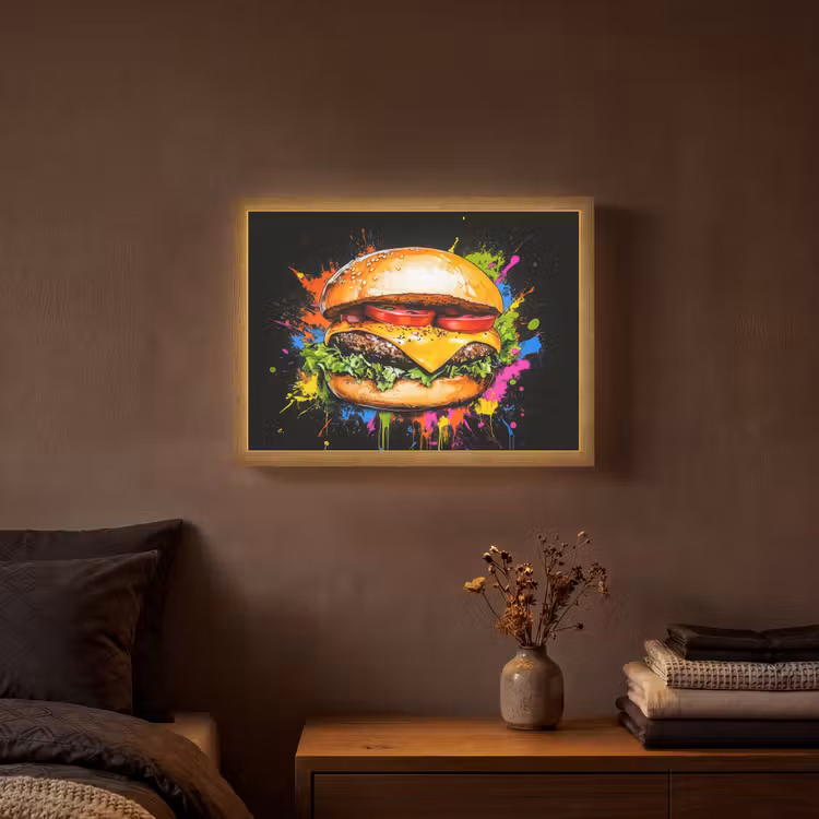 Lightbox - Wandlamp - Hamburger - Graffiti - Verf - Kleurrijk - Eten - Abstract — 3