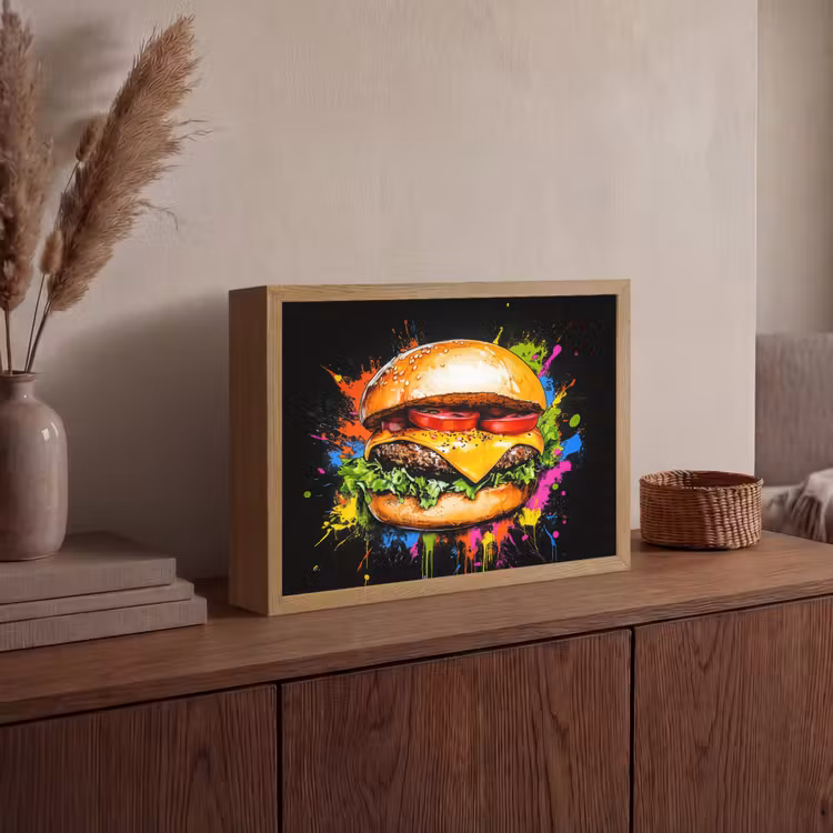 Lightbox - Wandlamp - Hamburger - Graffiti - Verf - Kleurrijk - Eten - Abstract — 4