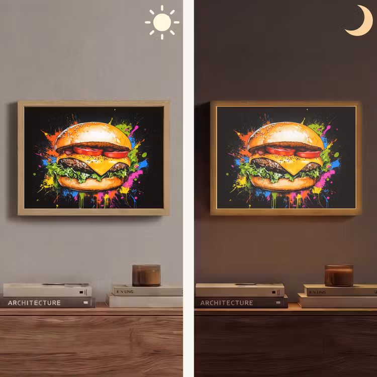Lightbox - Wandlamp - Hamburger - Graffiti - Verf - Kleurrijk - Eten - Abstract — 6