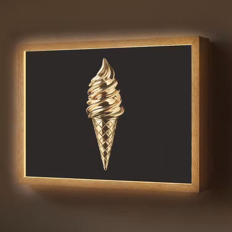 Lightbox - Wandlamp - Ijs - Goud - Zwart - Eten — 1
