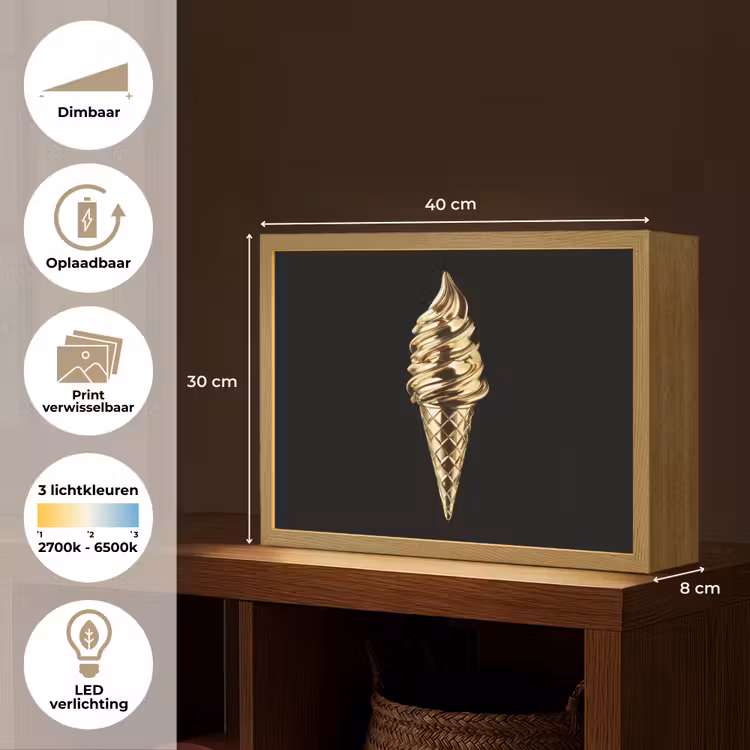 Lightbox - Wandlamp - Ijs - Goud - Zwart - Eten — 10