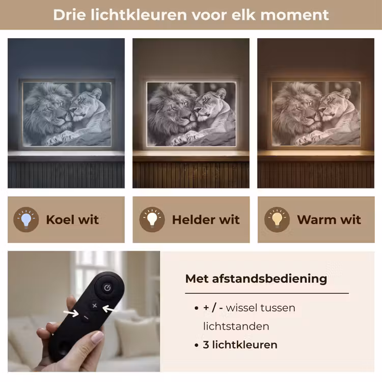 Lightbox - Wandlamp - Leeuwen - Dieren - Zwart - Wit - Leeuw — 8