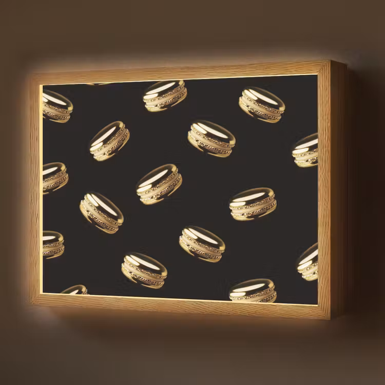 Lightbox - Wandlamp - Macarons - Patroon - Goud - Zwart — 1