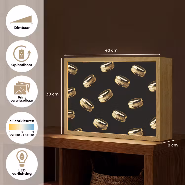 Lightbox - Wandlamp - Macarons - Patroon - Goud - Zwart — 10