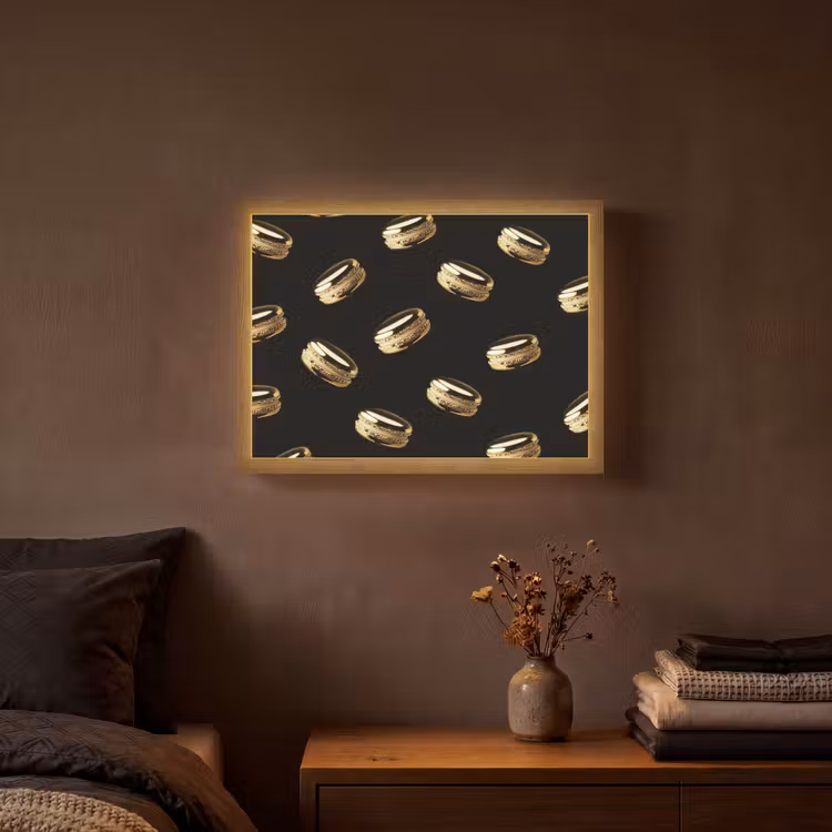 Lightbox - Wandlamp - Macarons - Patroon - Goud - Zwart — 3