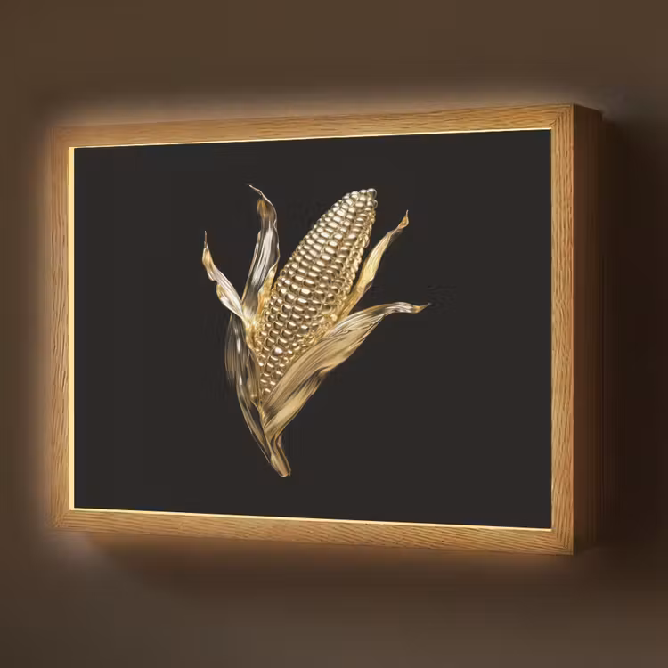 Lightbox - Wandlamp - Mais - Eten - Goud - Zwart — 1