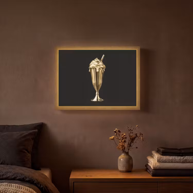 Lightbox - Wandlamp - Milkshake - Goud - Drinken - Zwart — 3