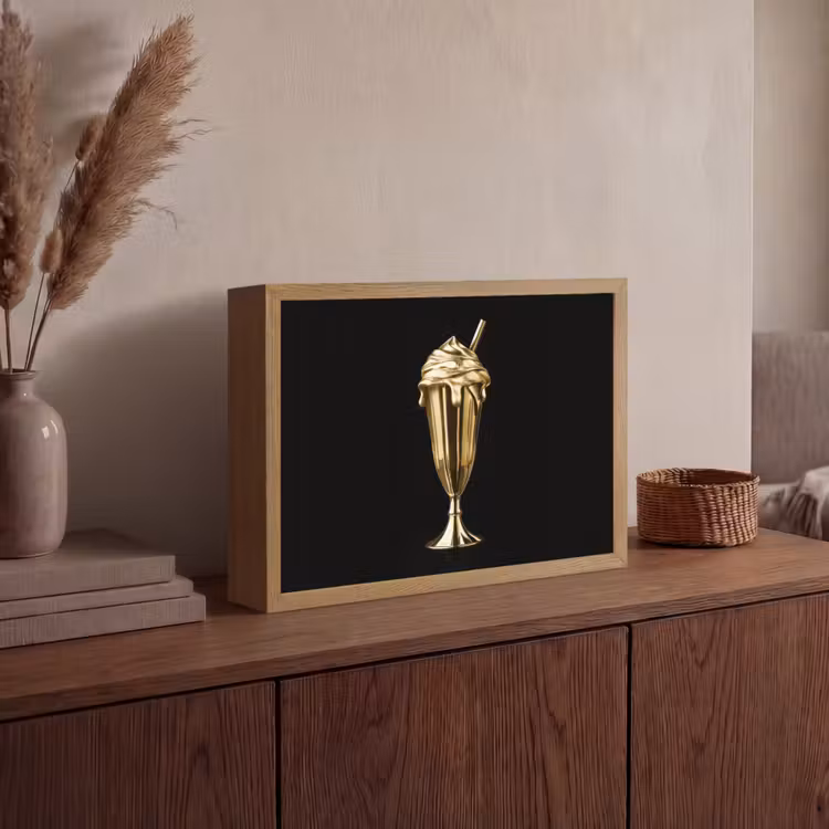Lightbox - Wandlamp - Milkshake - Goud - Drinken - Zwart — 4