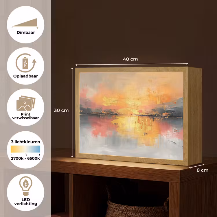 Lightbox - Wandlamp - Modern - Abstract - Goud - Roze — 10