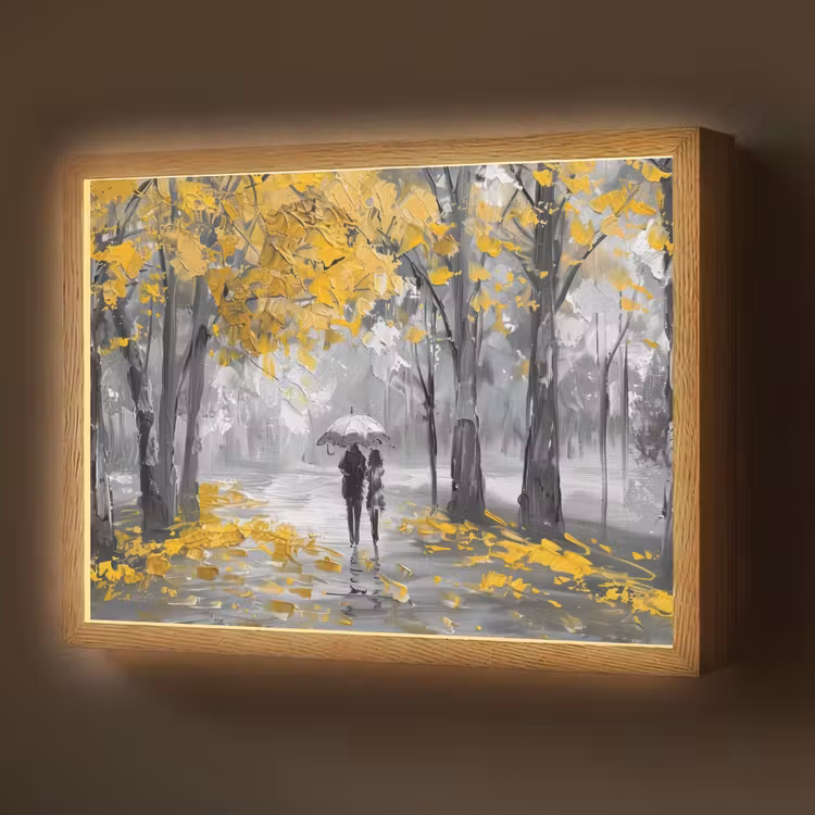 Lightbox - Wandlamp - Natuur - Geel - Park - Zwart - Wit — 1