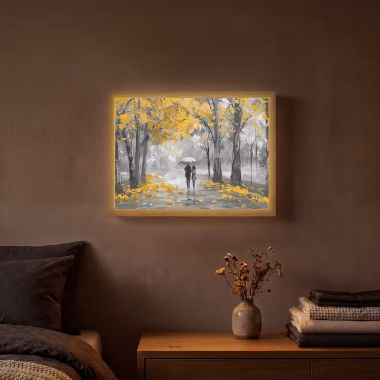 Lightbox - Wandlamp - Natuur - Geel - Park - Zwart - Wit — 3